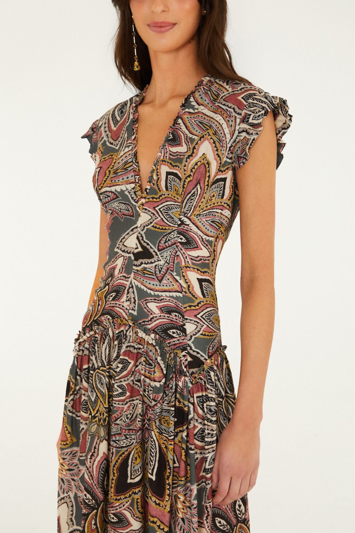 FARM RIO | Tapestry Flowers Green Maxi