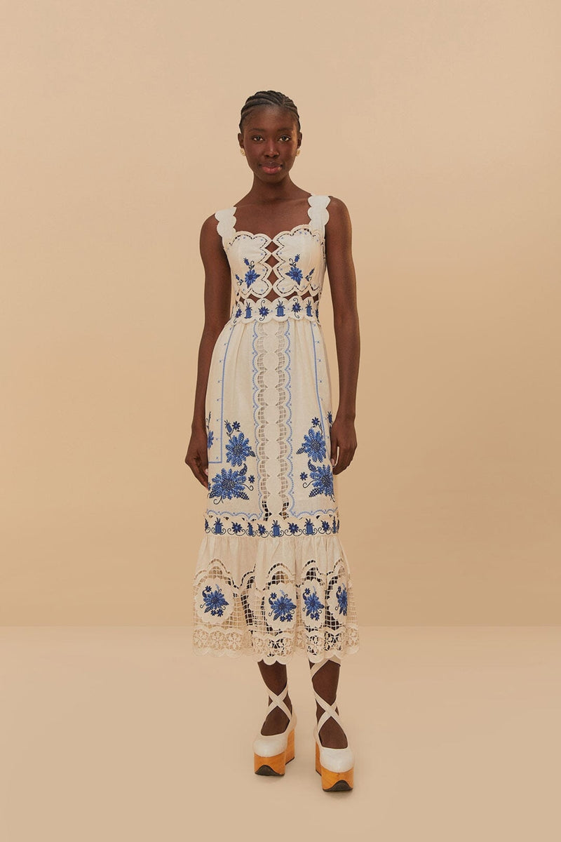 FARM RIO | RICHELIEU SUNFLOWER MIDI DRESS