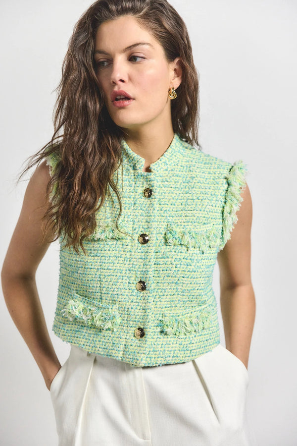 DEREK LAM | LOA TWEED SLEEVELESS JACKET
