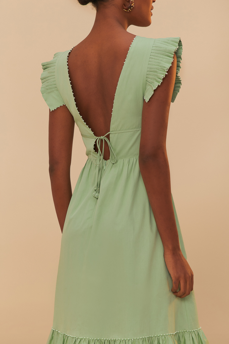 FARM RIO | GREEN BUTTERFLY MIDI DRESS
