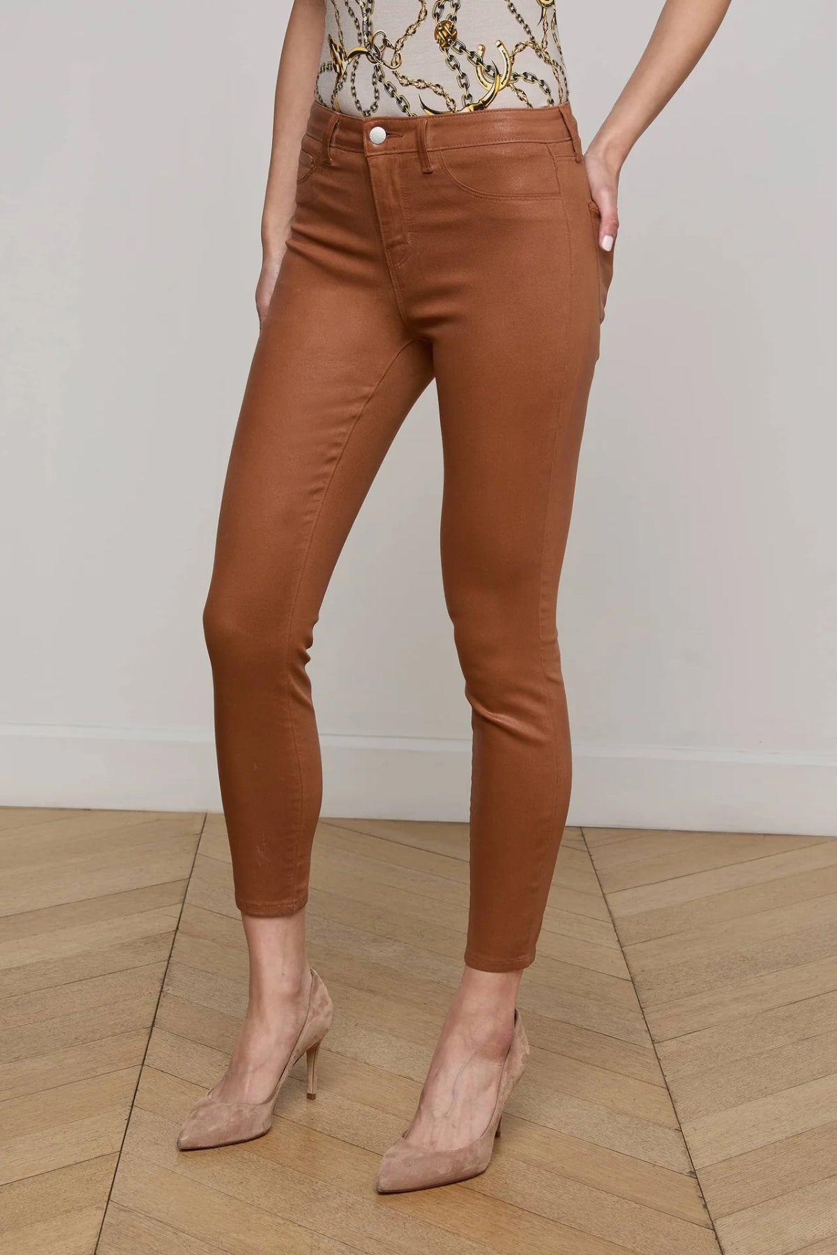 L'AGENCE | MARGOT HIGH RISE SKINNY- COGNAC