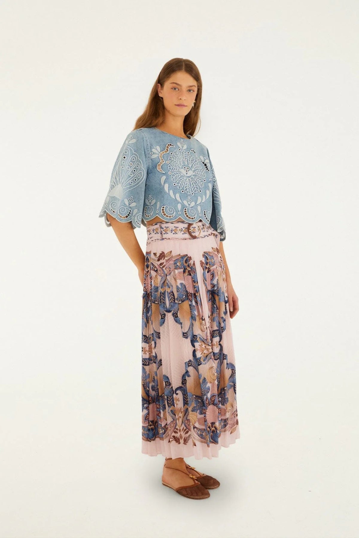 FARM RIO | SEA GARDEN PINK MAXI SKIRT