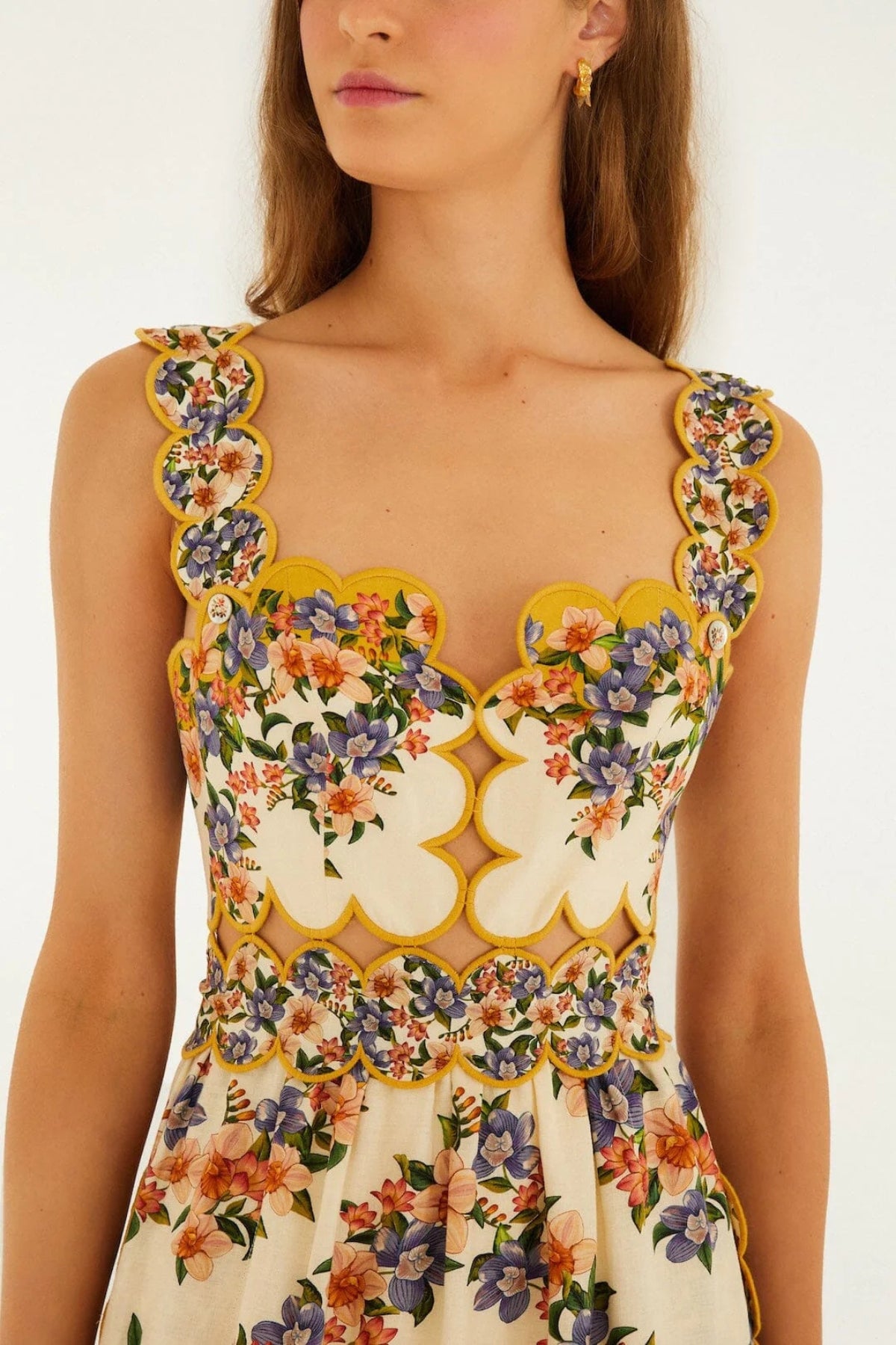 FARM RIO | HILO STRIPES SAND MIDI DRESS