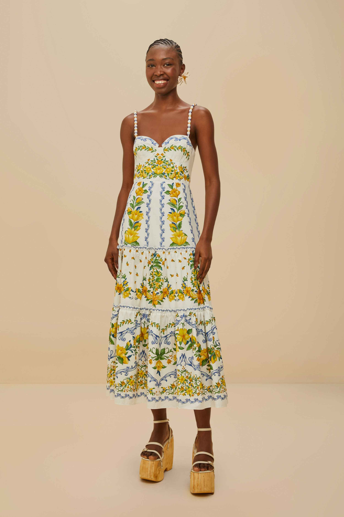 FARM RIO | SICILY OFF-WHITE MIDI DRESS