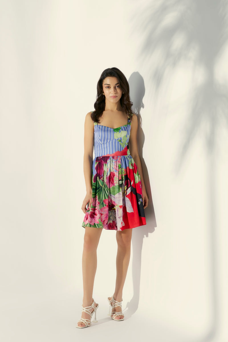 FALGUNI SHANE PEACOCK | Orchid Stripe Cotton Lycra Mini