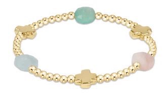 SIGNATURE CROSS ADMIRE GOLD PATTERN 3MM BEAD BRACELET - HOT MESS SS25