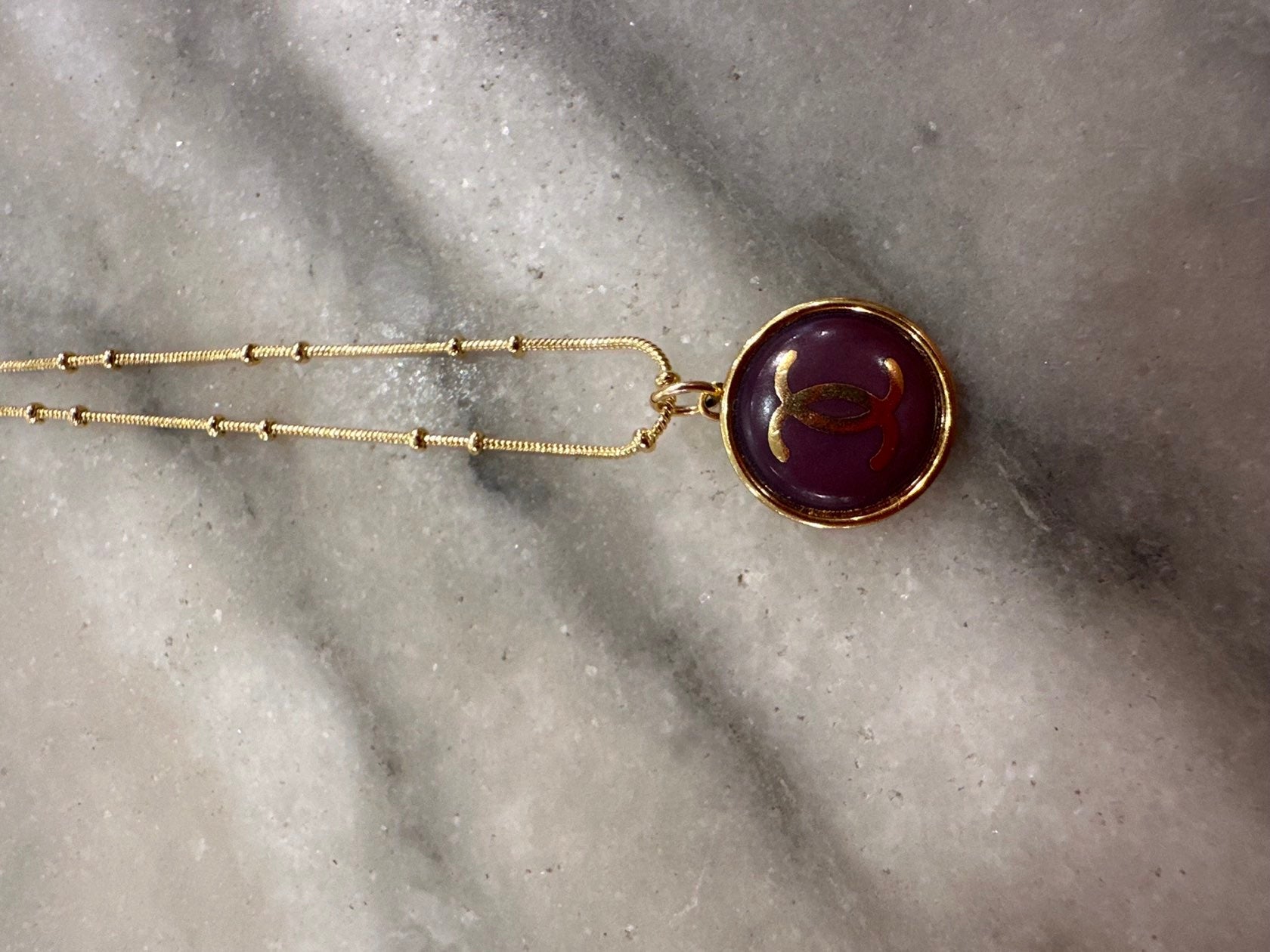 CC plum dome gold ball chain